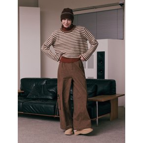 AR_Brown striped crop knit sweater