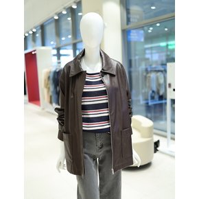 [여주점] 여성 아웃 포켓 집업 레더 자켓 YL5XJ963