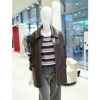 올리브데올리브 [여주점] 여성 아웃 포켓 집업 레더 자켓 YL5XJ963