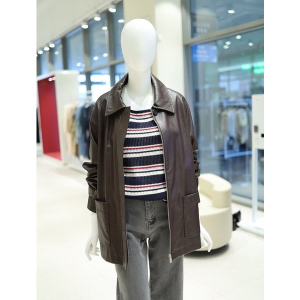 [여주점] 여성 아웃 포켓 집업 레더 자켓 YL5XJ963