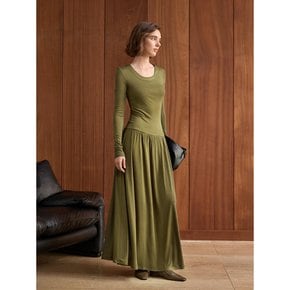 YY_Solid color drape long dress_2color