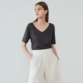 SLUB LINEN HALF TBLACK