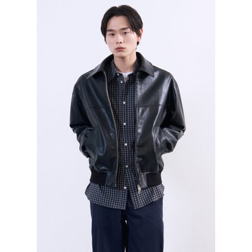 플랙진 남녀공용 레더 블루종 점퍼 (PWTI1JKL01U)