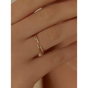 [진주귀걸이 증정][925 silver][레이어드 세트 구성] Two-tone clear open SET ring