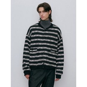 Needle crop cardigan (black stripe)