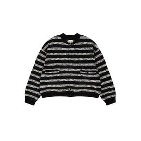 Needle crop cardigan (black stripe)