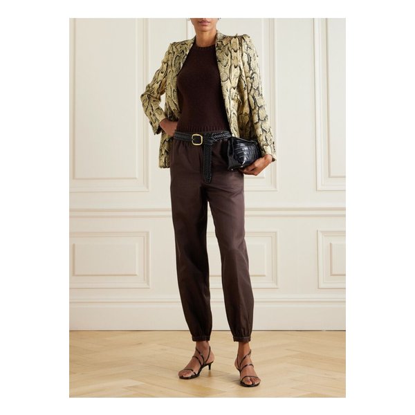 타이오 실크 코튼 혼방 테이퍼드 팬츠 브라운 1647597355203927