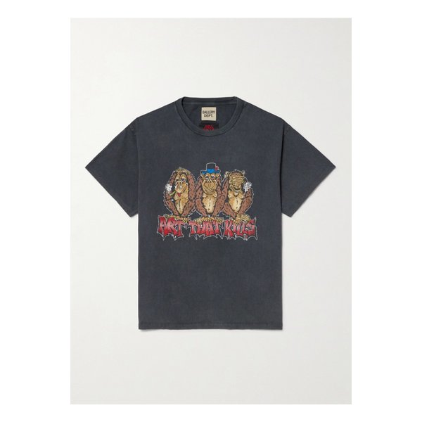 씨 노 이블 글리터 프린트 코튼 저지 티셔츠 46376663162903258