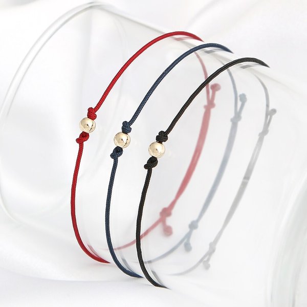 14K GOLD 골드볼 심플 베이직 끈팔찌 매듭 마크라메