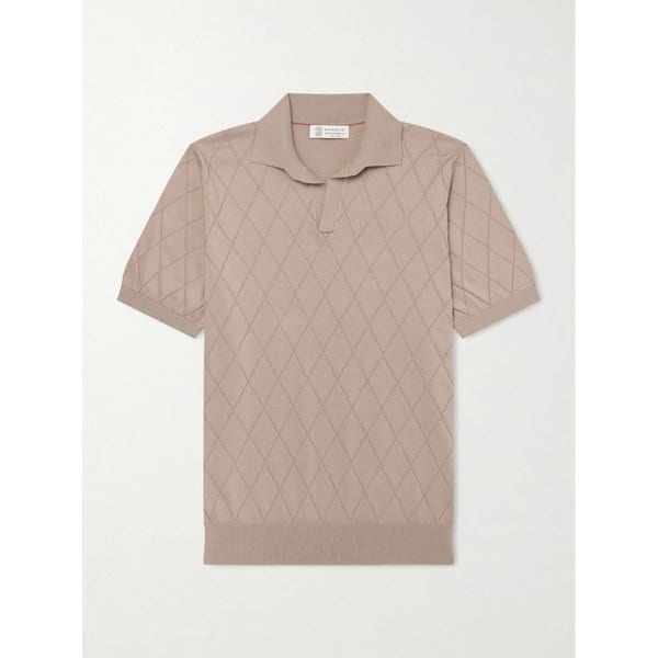 브루넬로쿠치넬리 오픈 칼라 코튼 폴로 셔츠 46376663163115410