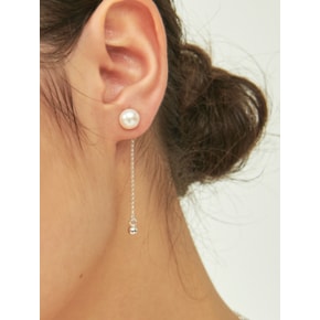 2Way Fresh-water-pearl drop Silver Earring Ie300 [Silver]