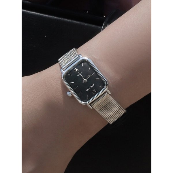 블랙 자개시계 여자메쉬 워치 럼튼 하버 블랙 실버