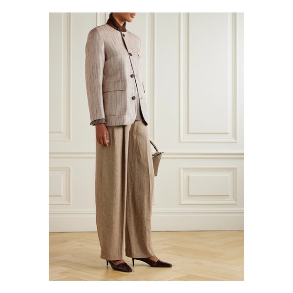 스웨이드 트림 실크 리넨 블렌드 재킷 46376663162891055