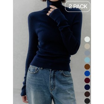 메무아 [2pack] 1+1 롤링 슬림 하이넥 니트