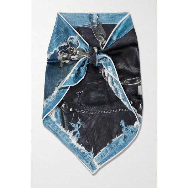 트롱프뢰유 데님 가죽 실크 스카프 46376663162980604