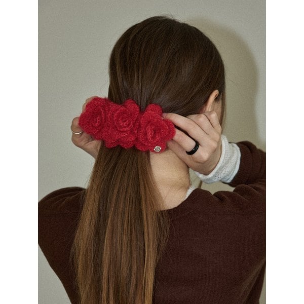 Camellia Handmade Crochet Mohair Knit Big Hairpin _ 4Color