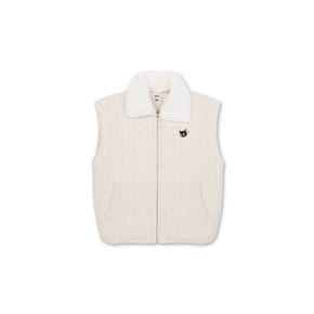 Women Cashmere Cable Knit Zipup Vest  WWWAW23810BEL