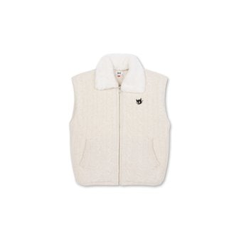 왁 Women Cashmere Cable Knit Zipup Vest  WWWAW23810BEL