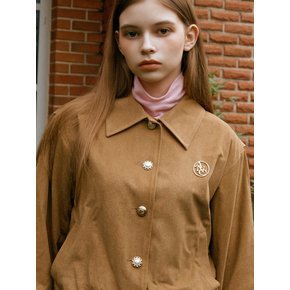 COLLAR MINIMAL SUEDE BLOUSON_CAMEL