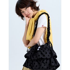 CANCAN FRILL SHOULDER CROSS BAG DOT BLACK