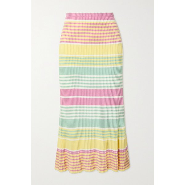 켈리 스트라이프 리브 니트 미디 스커트 38063312420391598