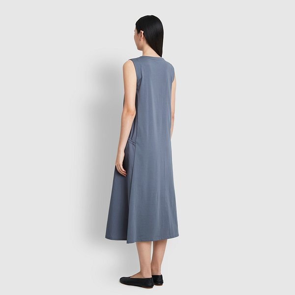 여 우븐 배색 민소매 원피스 J136201077096