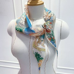 여성 패턴 린넨 실크 얇은 마름모 스카프