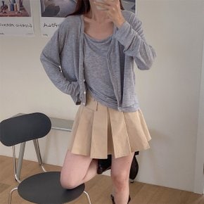 여자 카디건 얇은 무지끈나시 브이넥 FW 등원룩 세트