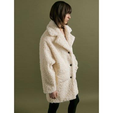 몰리올리 MANI double collar fur coat [vanilla]