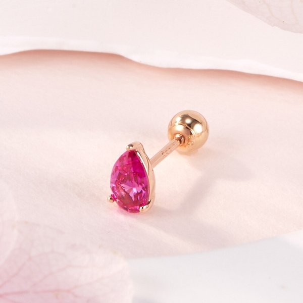 [비앤비골드] 14K 핑크 사파이어 물방울 라이트 피어싱 한쪽 NPE42374