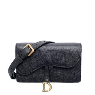 DIOR [중고명품] 크리스찬 디올 블랙 새들 미니 벨트백 S5619CBAAM900