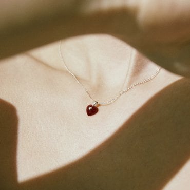 콜드프레임 VERY VINTAGE TINY RED SILVER HEART PENDANT NECKLACE