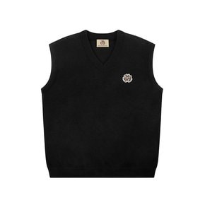 Pet me more kitten patch cashmere blended knit vest Black Unisex