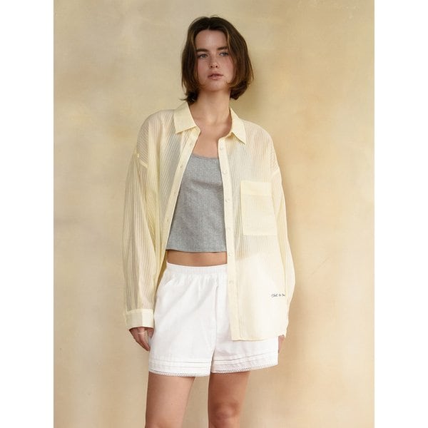 WRINKLE-FREE SHEER SHIRTS [LIGHT YELLOW] / 3COLOR