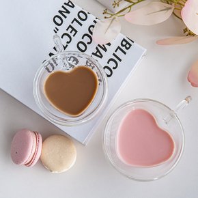 하트 투명 이중 유리컵 150ml