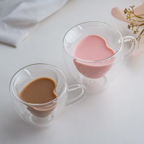 하트 투명 이중 유리컵 150ml