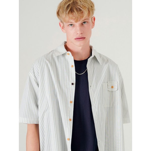 디코 스트라이프 반팔셔츠 크림 MJSS7792