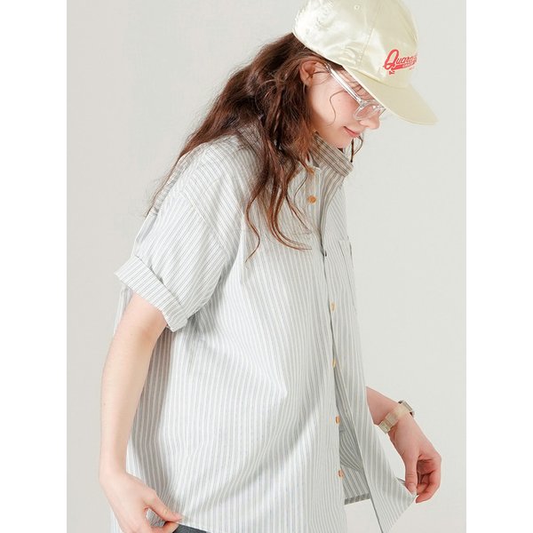 디코 스트라이프 반팔셔츠 크림 MJSS7792