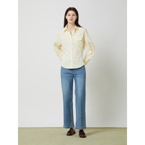 [씨씨콜렉트] 골지배색 슬림 허리라인 셔츠( C242MSC033 )