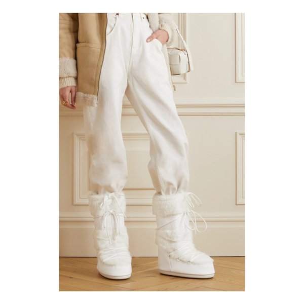 문부츠 아이콘 페이크 퍼 인조 가죽 스노우 부츠 화이트 42247633209186411