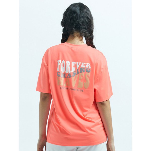 쿨링 라이트 루즈핏 반팔 여성 래쉬가드 코랄