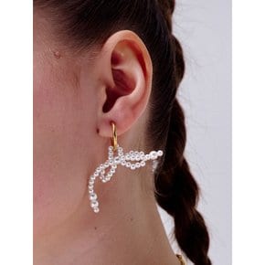 Pearl Ribbon Hoop Earring / 2color