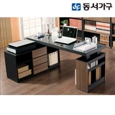 알로 블랙우드 3단 서랍 책상 DF905425