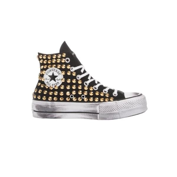 컨버스 스니커즈 1663 CONVERSE PLATFORM BLACK GOLD STUDS White