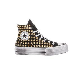 스니커즈 1663 CONVERSE PLATFORM BLACK GOLD STUDS White