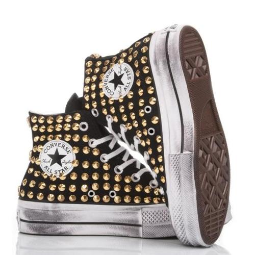 컨버스 스니커즈 1663 CONVERSE PLATFORM BLACK GOLD STUDS White