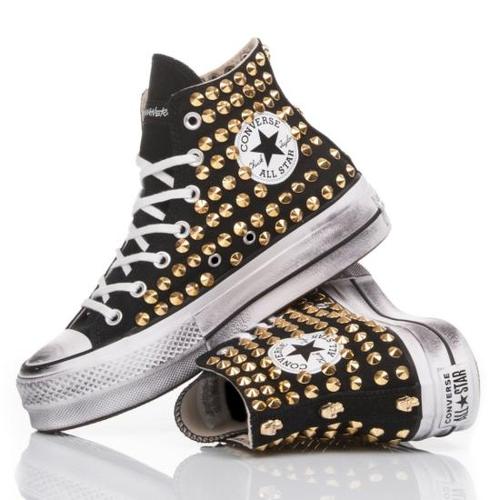 컨버스 스니커즈 1663 CONVERSE PLATFORM BLACK GOLD STUDS White