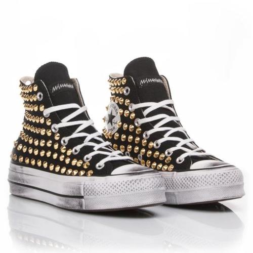 컨버스 스니커즈 1663 CONVERSE PLATFORM BLACK GOLD STUDS White