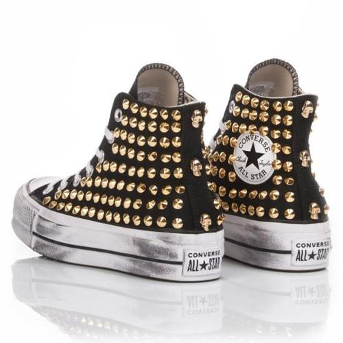 컨버스 스니커즈 1663 CONVERSE PLATFORM BLACK GOLD STUDS White