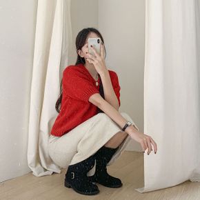 유즈티 라운드 버튼 나그랑 반팔 가디건  4color _P410067058